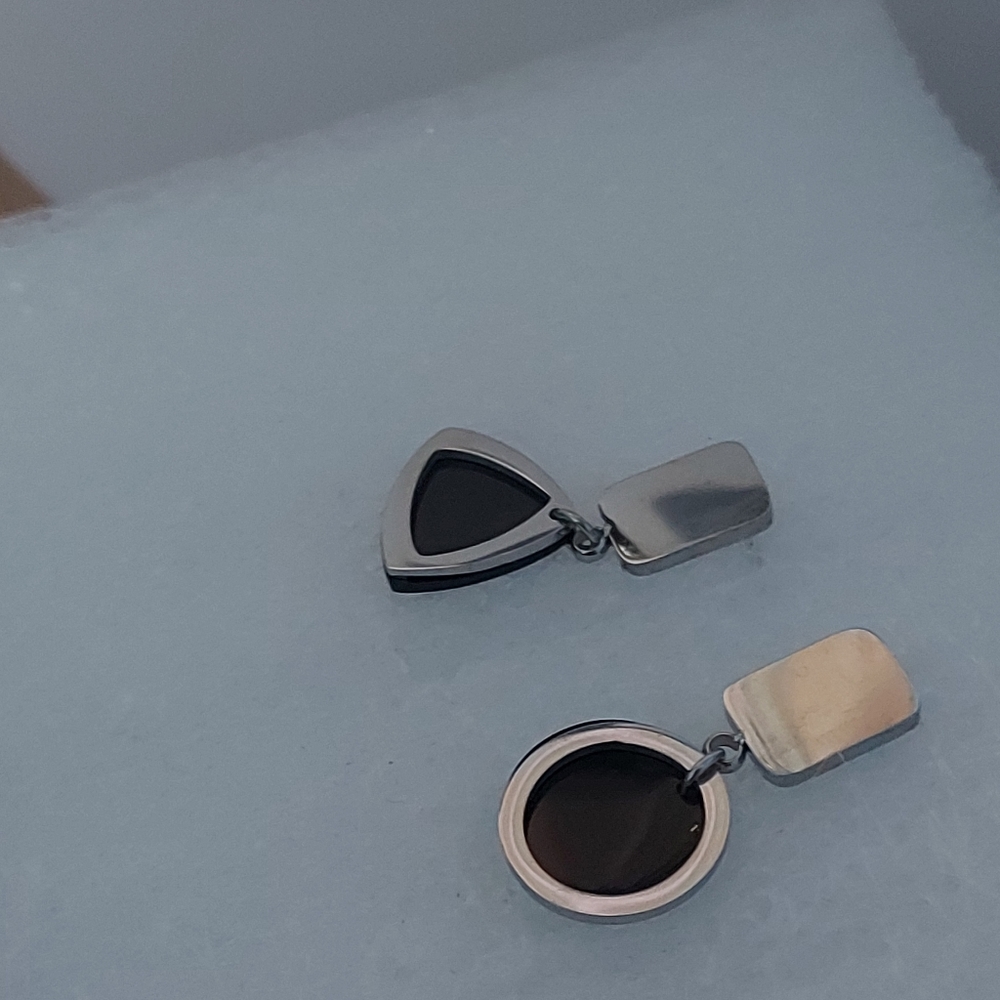 Ceramic Dangle Earrings, Rhodium Plated - Picture 10 of 11